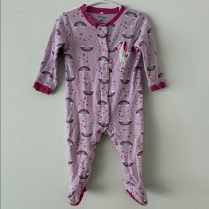 Girls' Pink Rainbow Heart Footed One-Piece Sleeper